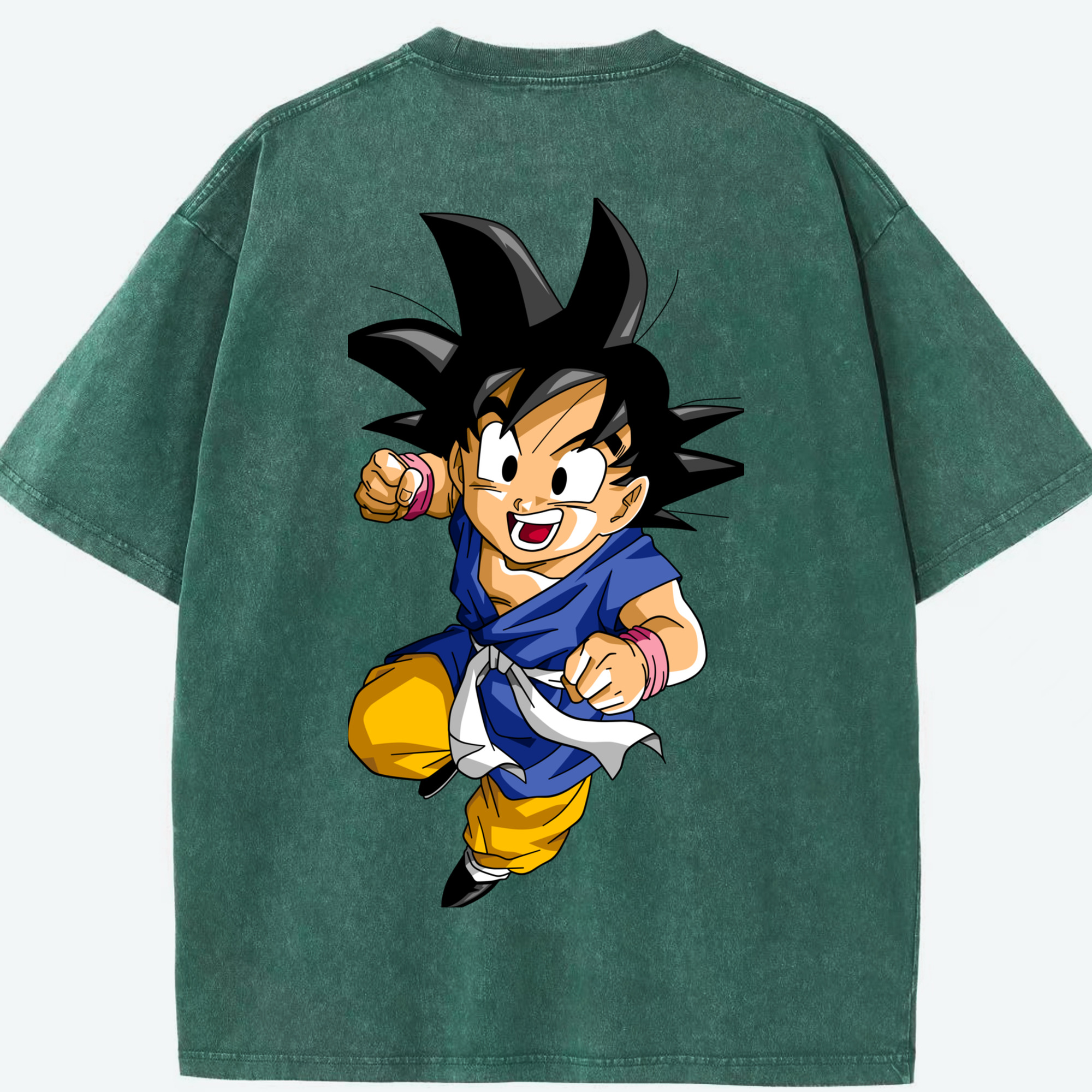 （画像用） ドラゴンボール 孫悟天 そん ごてん DRAGON BALL Son Goten 綿100% ヴィンテージ風 半袖Tシャツ（背面プリント）